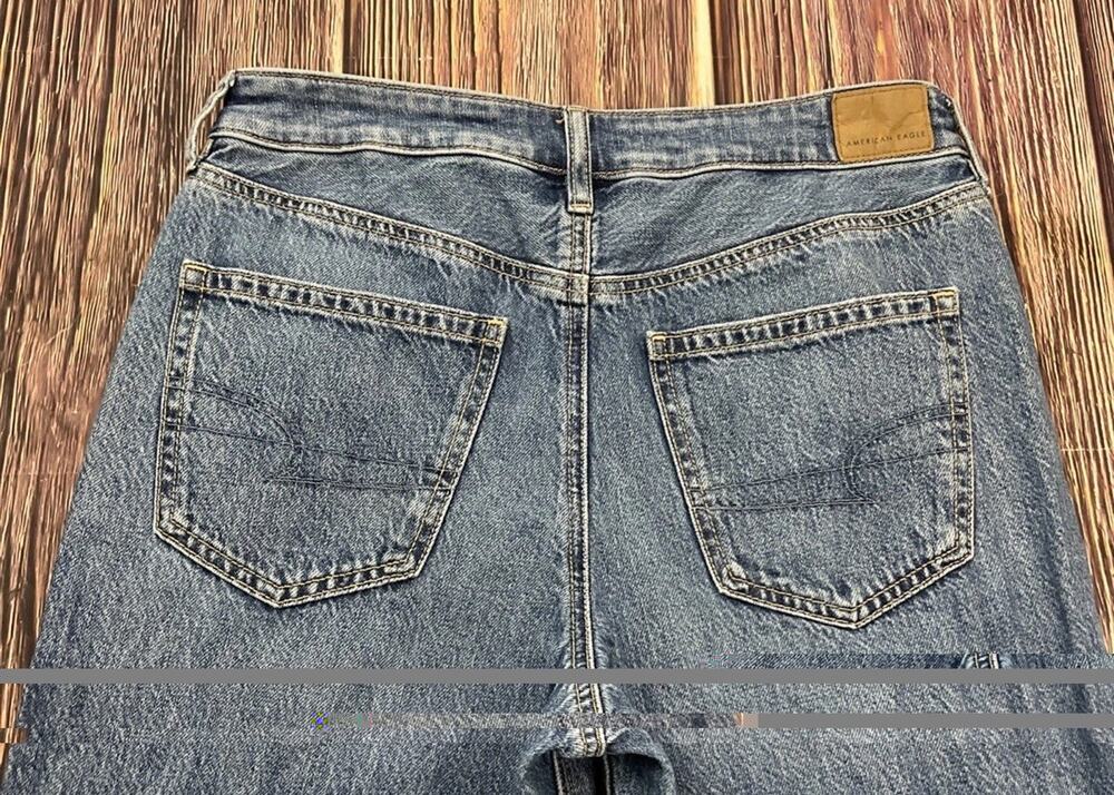 American Eagle Super High Rise Baggy Wide Leg Cuffed Jeans Womens 8 Regular